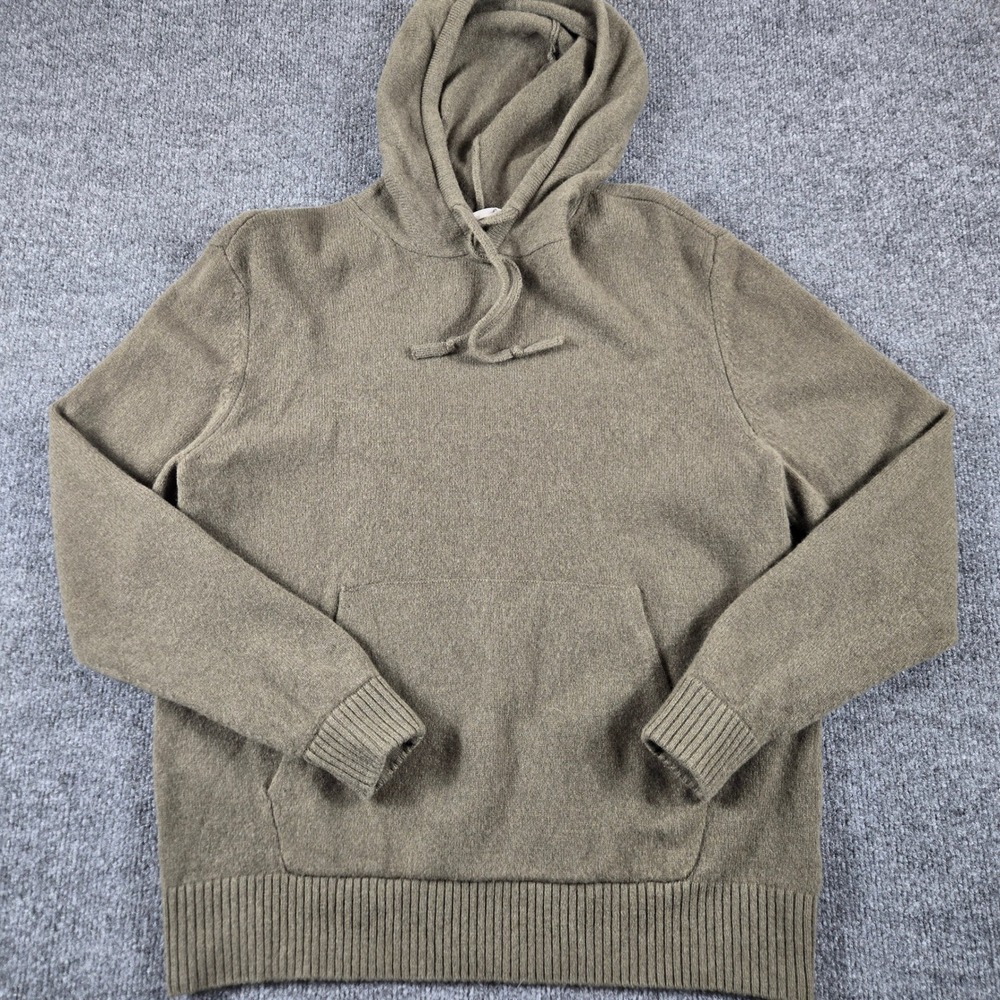 Everlane 100% Wool Knit Hoodie Mens Medium Olive Green sweater